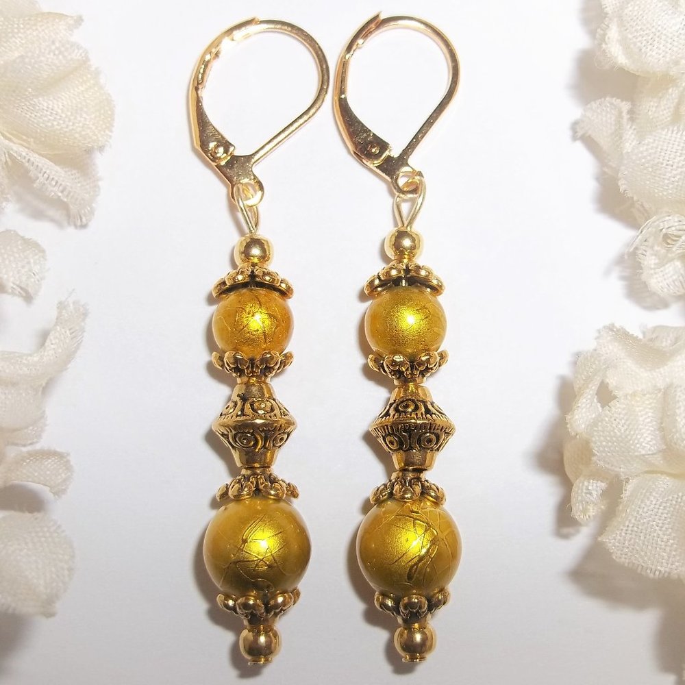 Yellow Earrings, Marigold Yellow Earring, Gold and Yellow Earring, Earring 7531